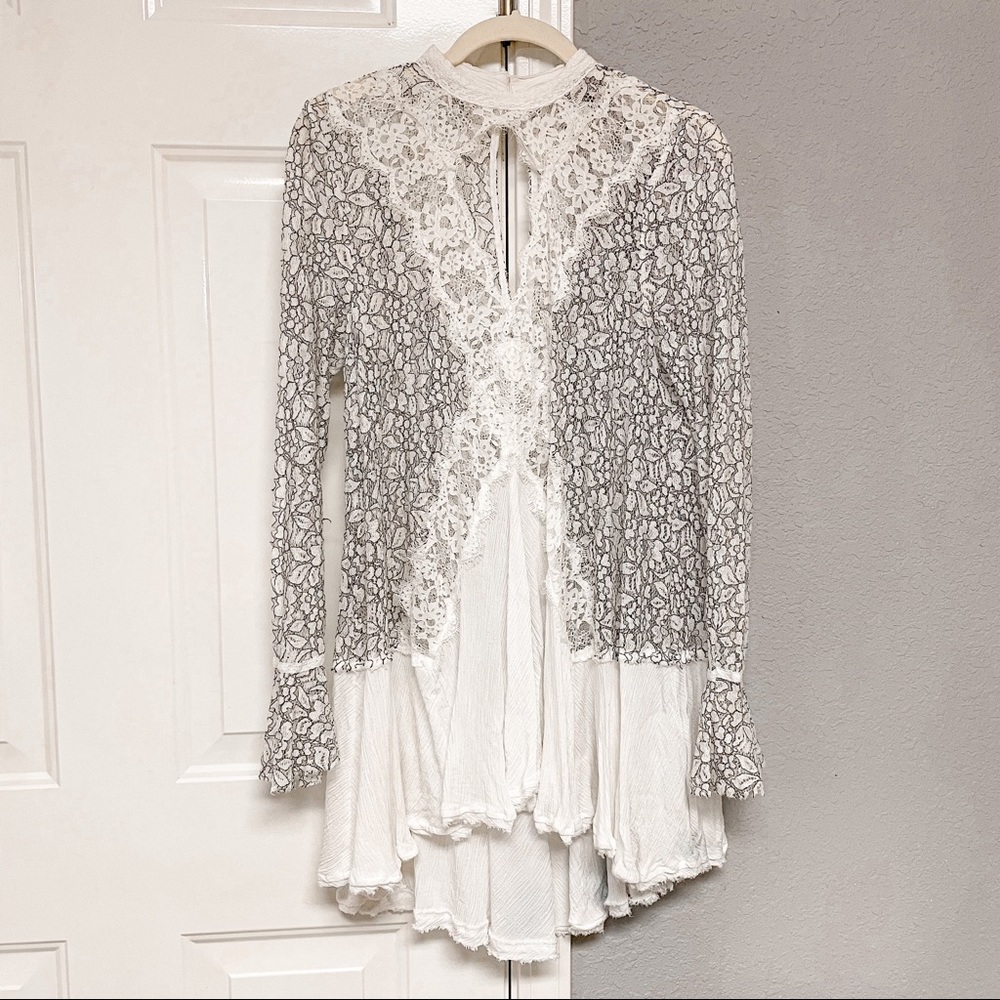 Free People White Lace Tunic Dress Medium